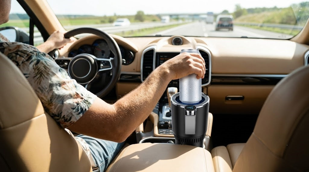 How to Keep Drinks Cold or Hot During Driving? Try the GripVolt Car Cup Holder Cooler