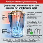 GripVolt Smart Car Cup Holder Cooler & Warmer | -7°C to 60°C Thermoelectric Beverage Chiller with Aluminum Cup, Silicone Lid & LED Touch Display