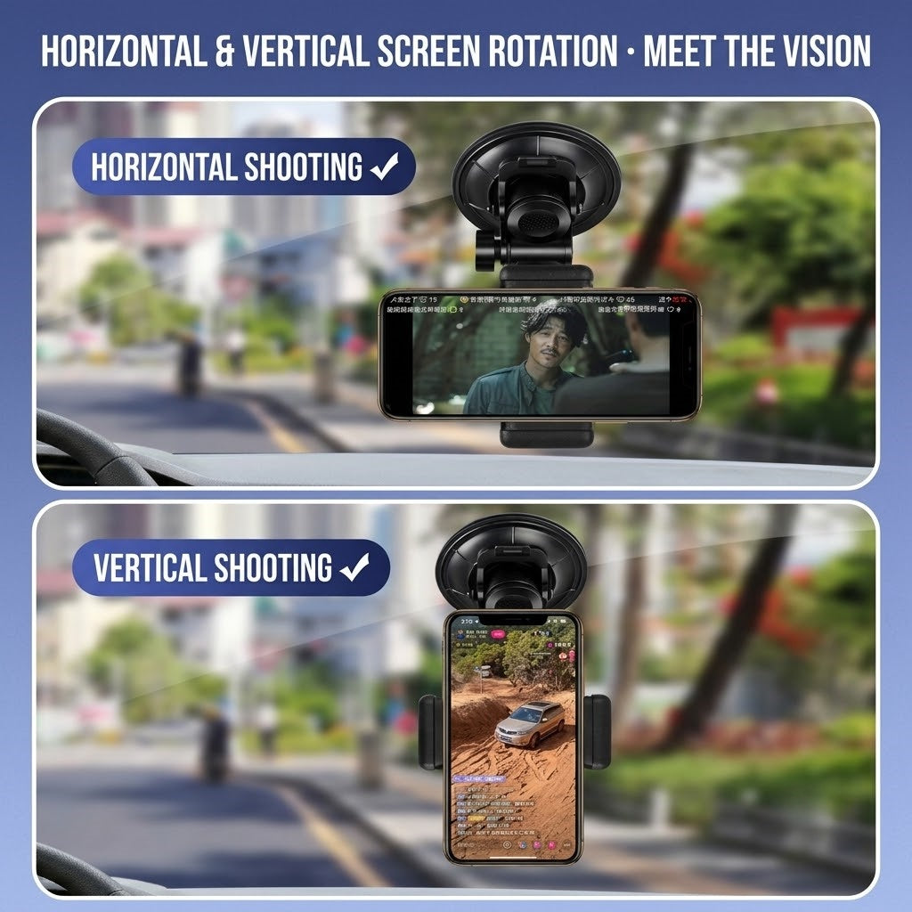 GripVolt Car Phone Camera Mount | Vacuum Suction Dashboard Holder with 360° Rotation for Driving Videos, Vlogging, Live Streaming & Navigation