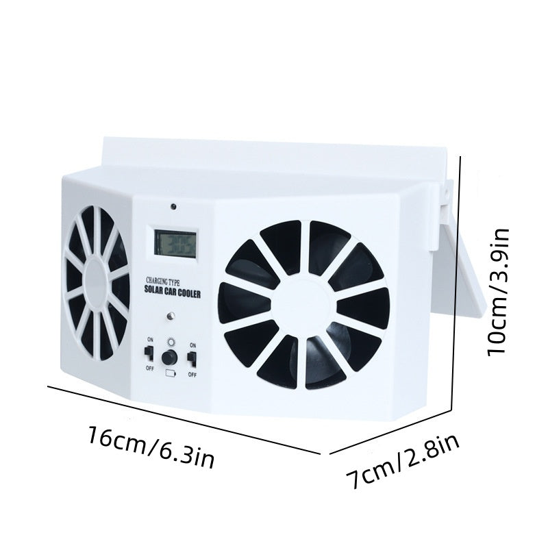 GripVolt Solar-Powered Car Window Fan | Dual Exhaust Ventilator with Temperature Display for Air Circulation, Heat Reduction & Odor Control
