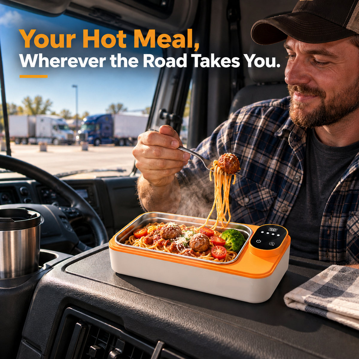 GripVolt Cordless Heated Lunch Box | Rechargeable Electric Food Warmer with Adjustable Temperature for Truck Drivers, Cars & Travel