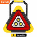 GripVolt Solar LED Emergency Warning Triangle | Rechargeable Car Breakdown Warning Light with Flashlight, SOS & Power Bank, Large & Mini Sizes