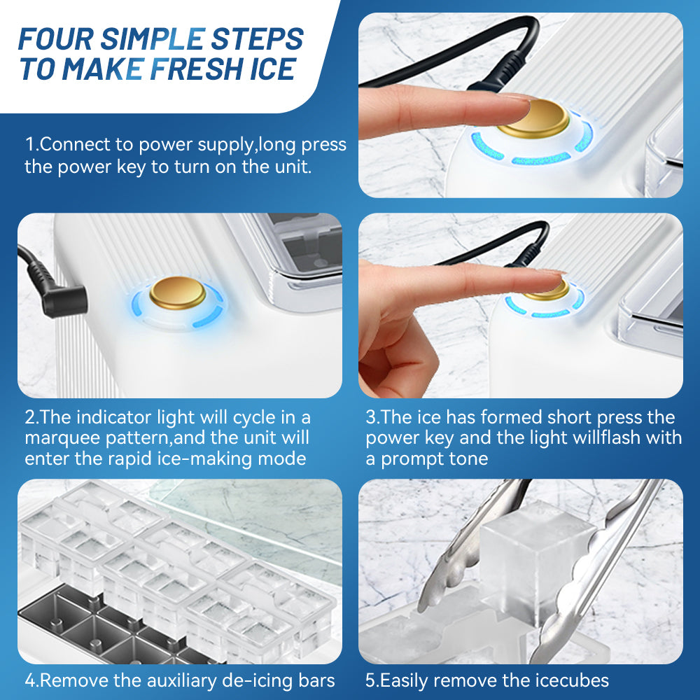 Gripvolt 12-Cube Car Ice Maker – 16 Min, Cigarette Lighter Plug
