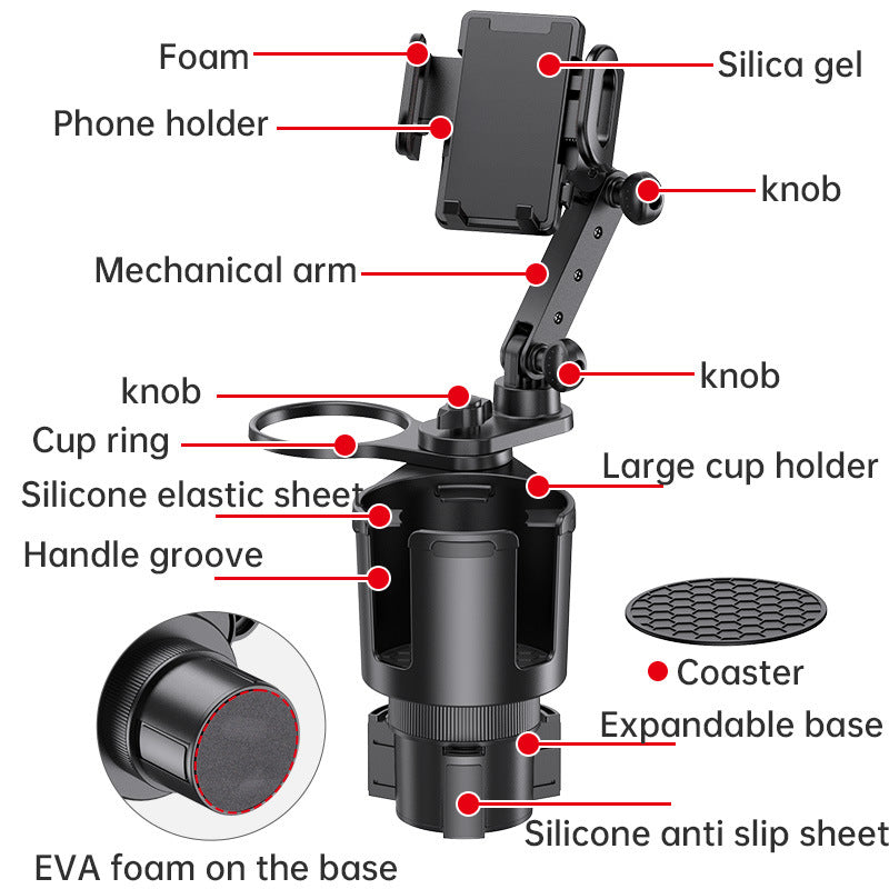 Car Cup Holder Expander – Multi-Function Beverage & Phone Stand