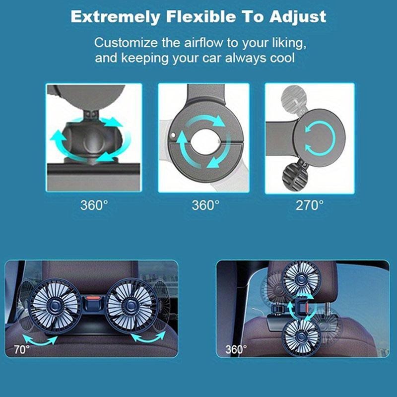 GripVolt USB Powered Dual Car Fan with 3 Speeds