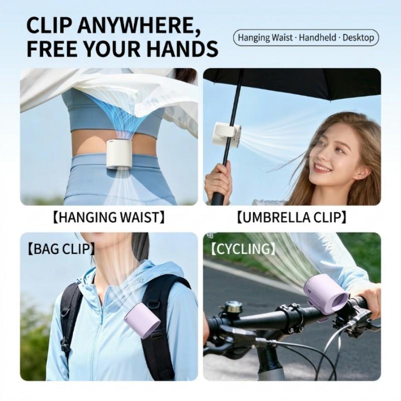 Gripvolt 199-Speed Clip Fan with Ice Cooling – 360° Rotatable, LED Display, USB Rechargeable – for Car, Home, Office & Outdoor