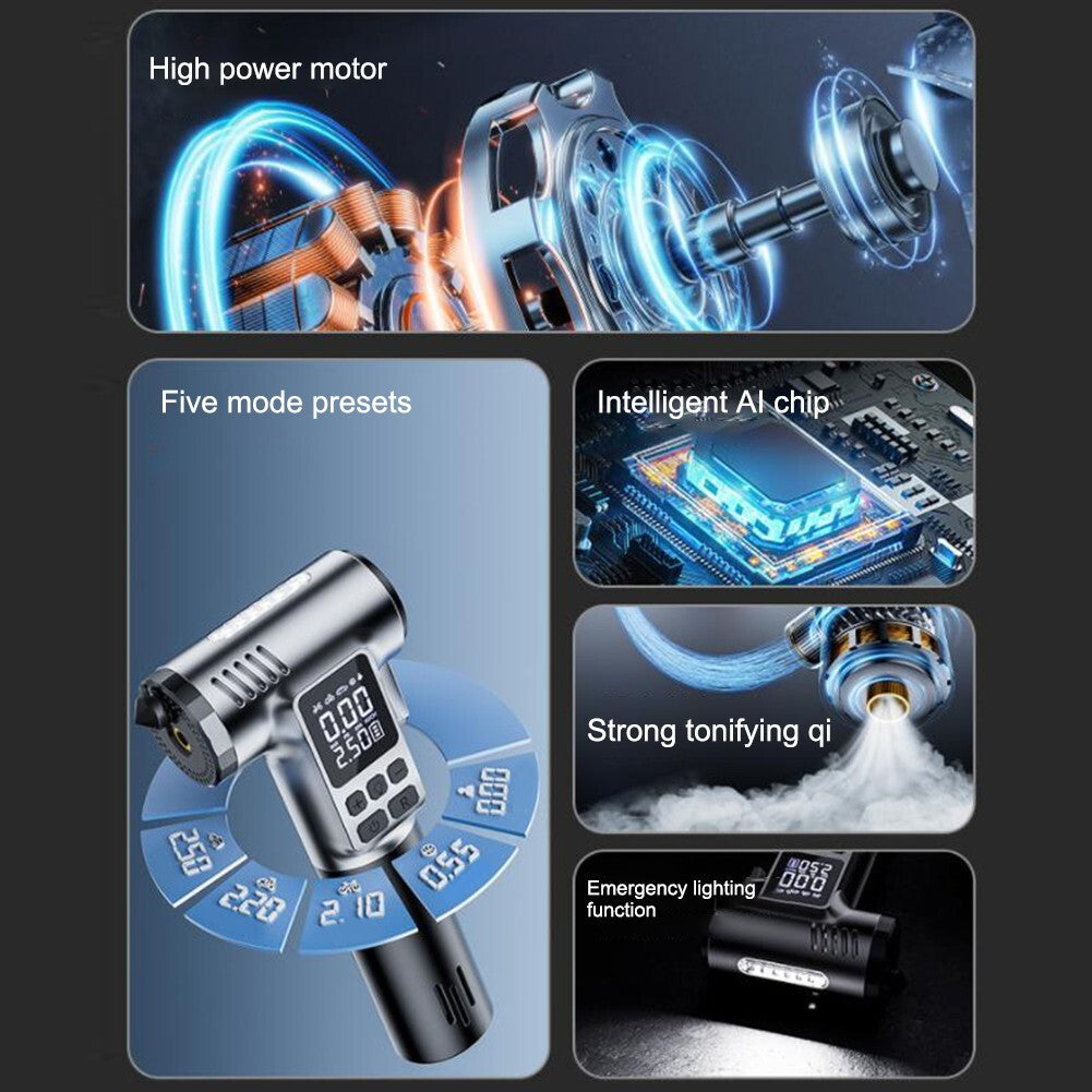 GripVolt AP-1 Tragbarer Reifenfüller mit Sicherheitshammer und LED