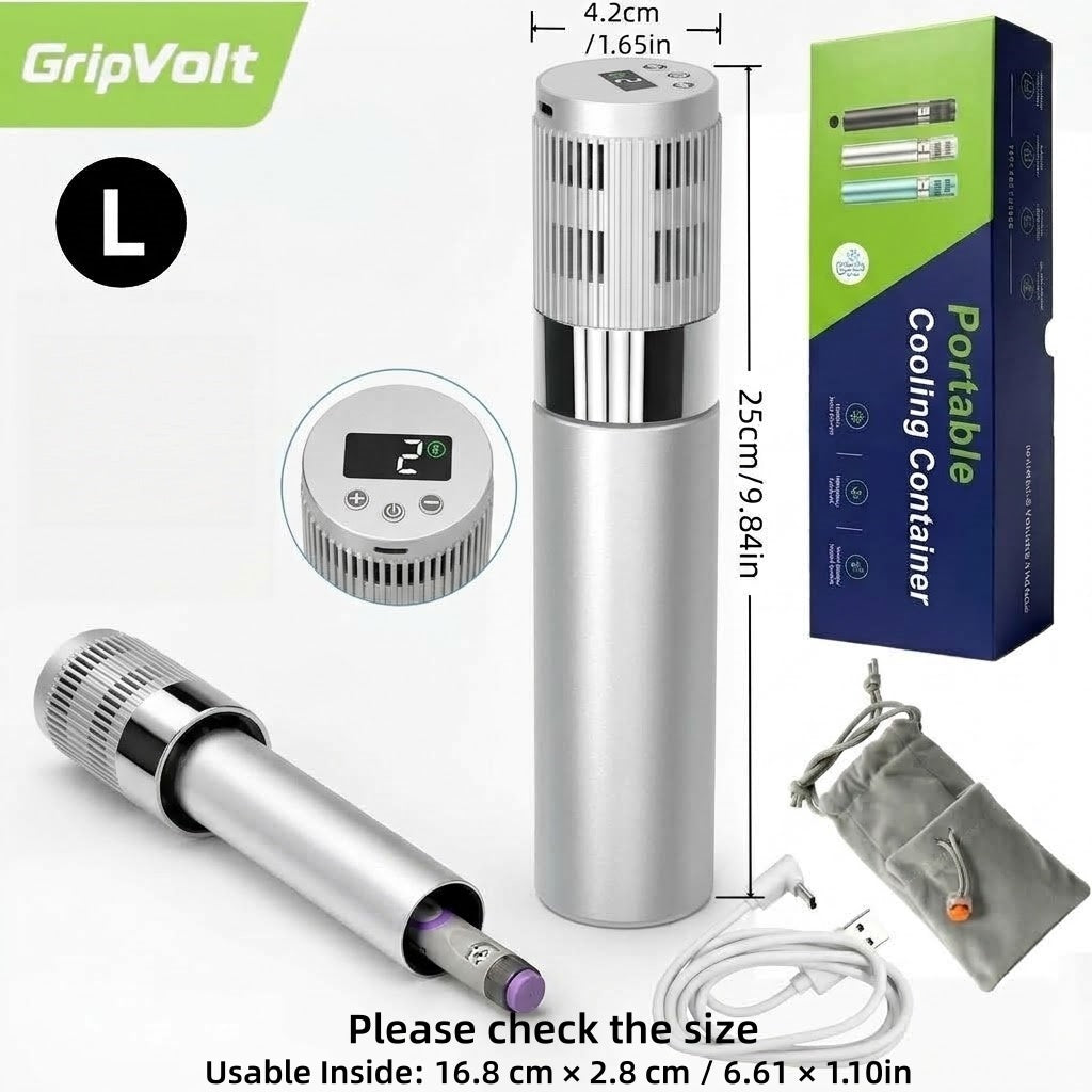 GripVolt Portable Insulin Cooler | Mini Temperature-Controlled Cooling Case for Insulin Pens, USB-C Powered for Car & Travel