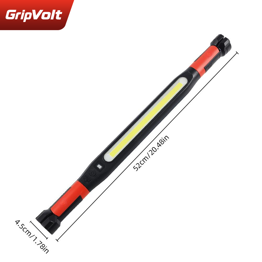 GripVolt Magnetic LED Work Light | USB Rechargeable Auto Repair Light with Hooks, Clips, 4 Lighting Modes & 360° Rotation