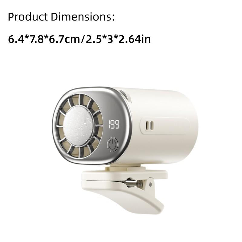 Gripvolt 199-Speed Clip Fan with Ice Cooling – 360° Rotatable, LED Display, USB Rechargeable – for Car, Home, Office & Outdoor