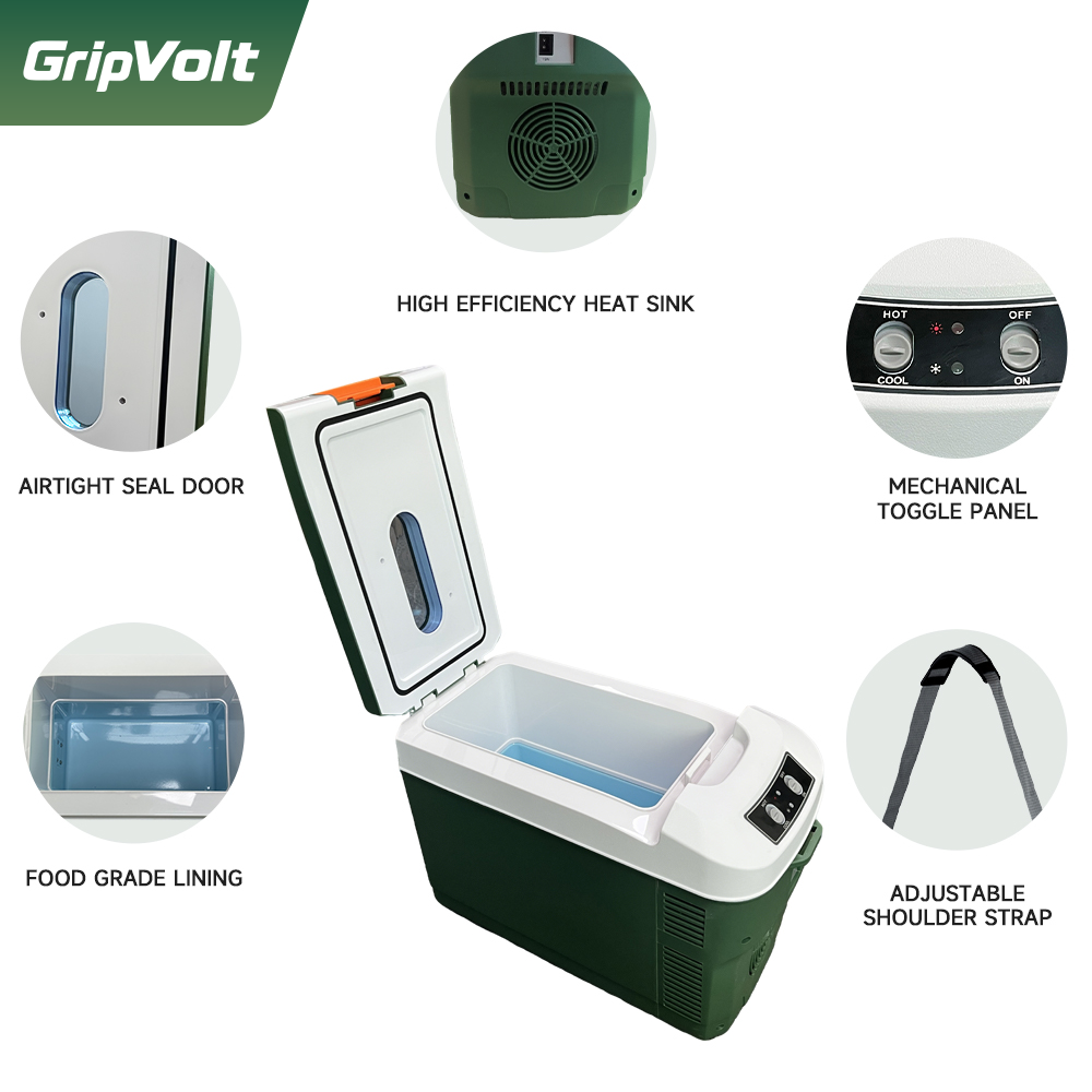 GripVolt 10L Portable Thermoelectric Car Cooler & Warmer | 12V Mini Travel Fridge with Cooling & Heating Modes
