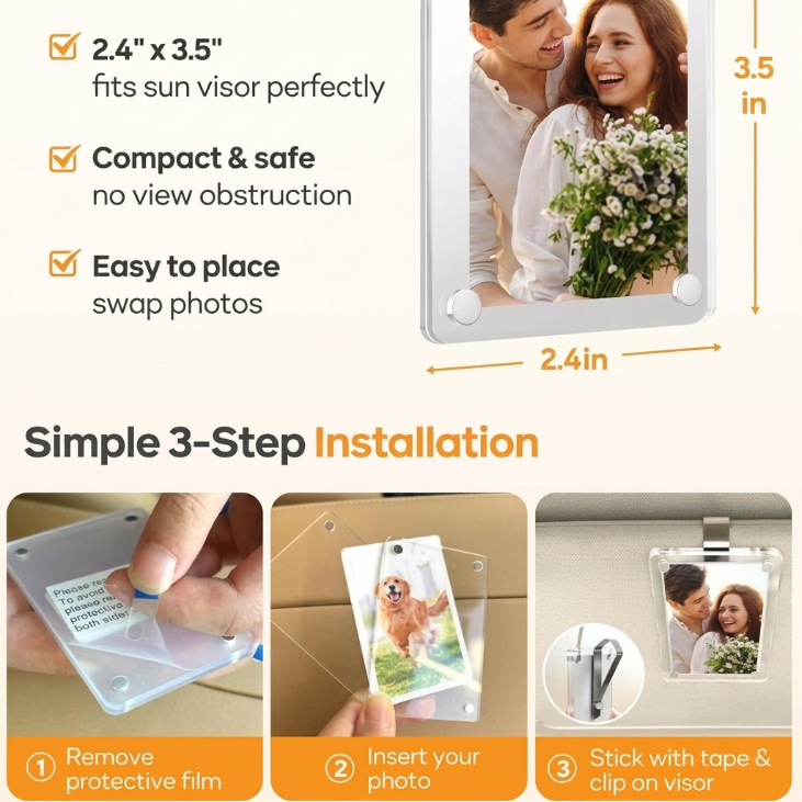 4-Pack Acrylic Car Sun Visor Photo Clips