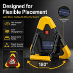 GripVolt Solar LED Emergency Warning Triangle | Rechargeable Car Breakdown Warning Light with Flashlight, SOS & Power Bank, Large & Mini Sizes