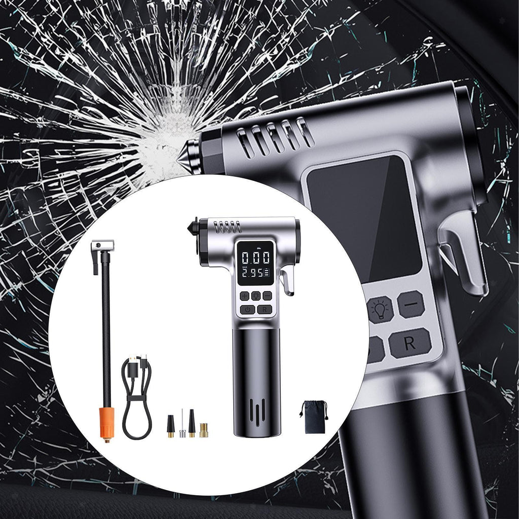 GripVolt AP-1 Tragbarer Reifenfüller mit Sicherheitshammer und LED