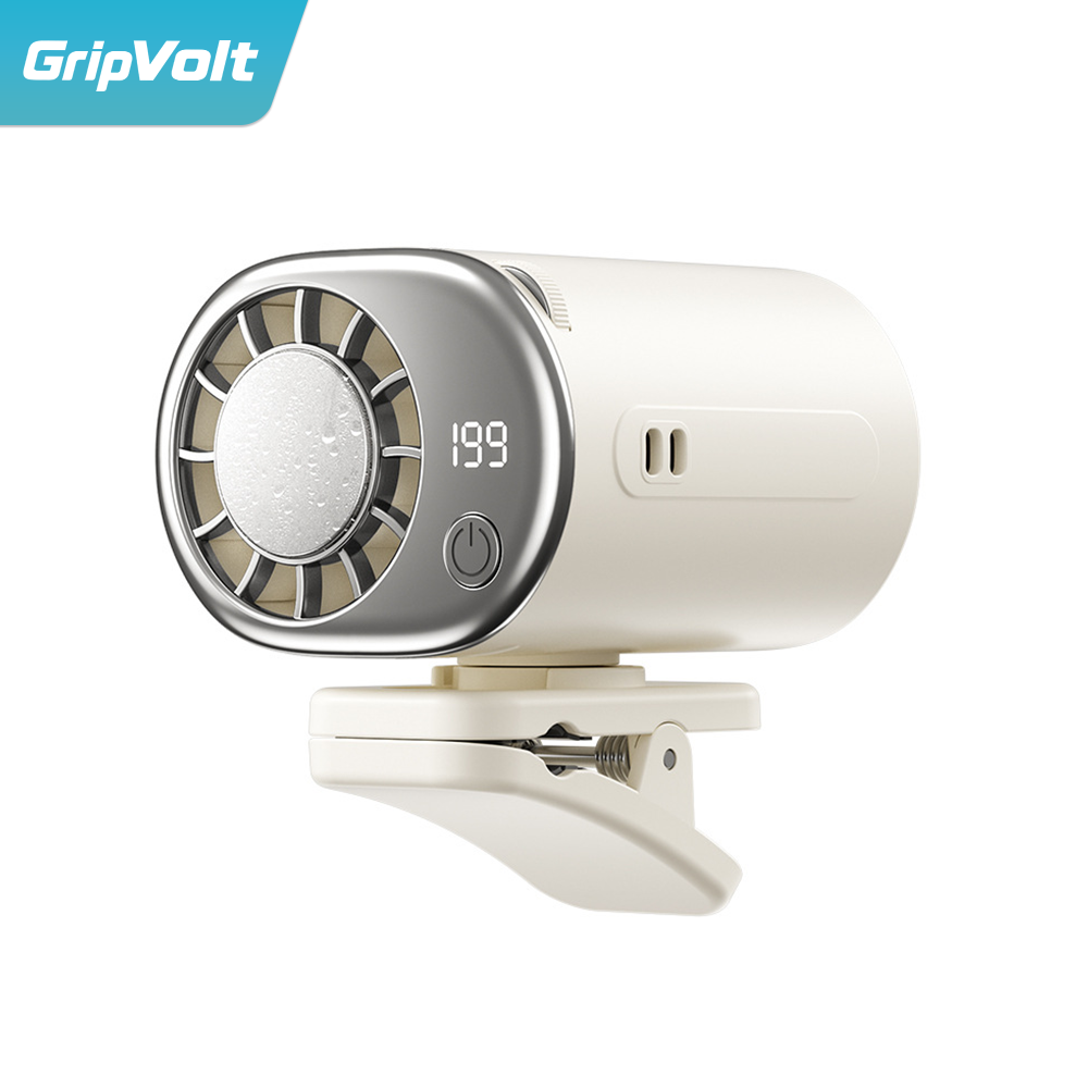 GripVolt Portable Ice Cooling Clip Fan | TEC Personal Cooling Fan with 360° Rotation, LED Display & USB Rechargeable