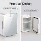 GripVolt 4L Mirror Makeup Fridge – Portable Skincare & Cosmetic Mini Fridge (White)