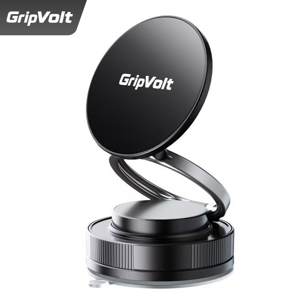 GripVolt Vacuum Magnetic Car Phone Holder | 360° Rotating Dashboard & Windshield Phone Mount with Strong Suction Base