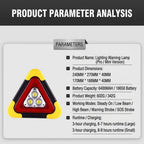 GripVolt Solar LED Emergency Warning Triangle | Rechargeable Car Breakdown Warning Light with Flashlight, SOS & Power Bank, Large & Mini Sizes