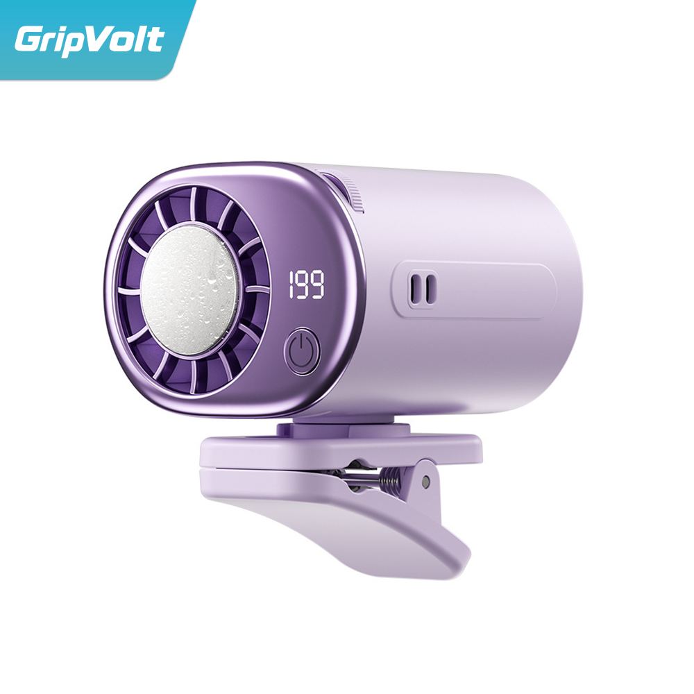 GripVolt Portable Ice Cooling Clip Fan | TEC Personal Cooling Fan with 360° Rotation, LED Display & USB Rechargeable
