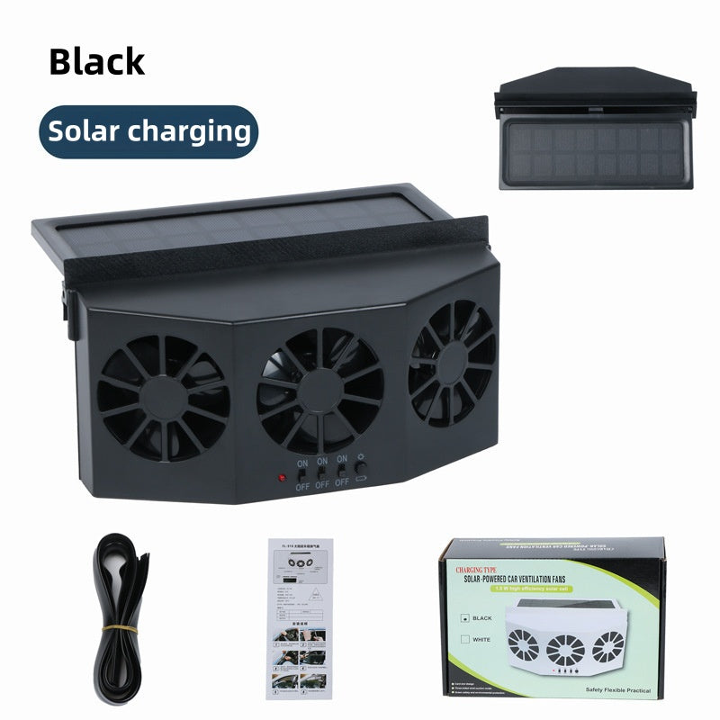 GripVolt Solar-Powered Car Window Fan | Multi-Fan Exhaust Ventilator with Temperature Display for Air Circulation, Heat Reduction & Odor Control
