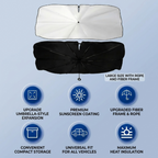 GripVolt Lightweight Foldable Car Sun Shade Umbrella | 140×80cm Windshield Sunshade with Nano Titanium Silver Coating, UV & Heat Protection, Compact Storage for Most Vehicles