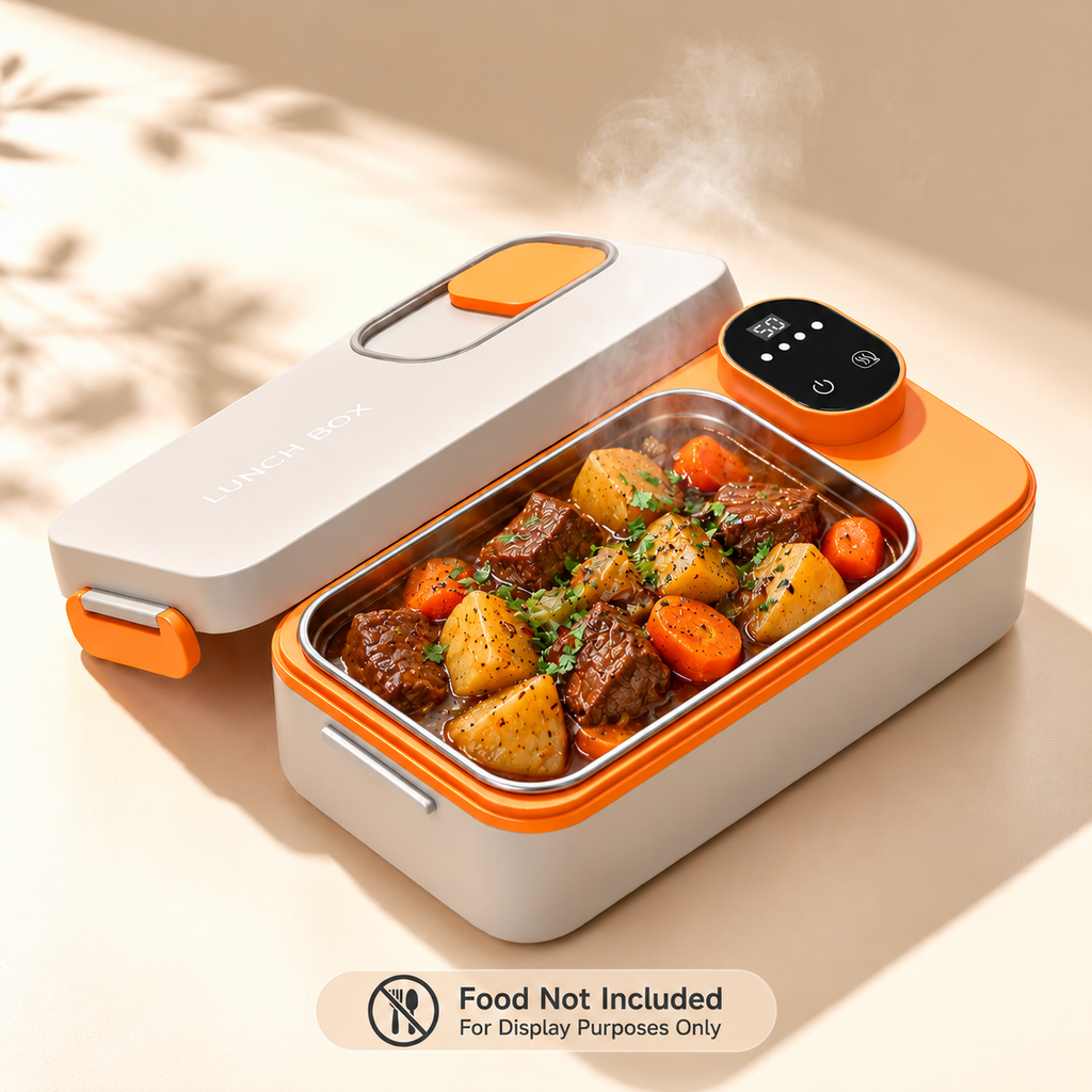 GripVolt Cordless Heated Lunch Box | Rechargeable Electric Food Warmer with Adjustable Temperature for Truck Drivers, Cars & Travel