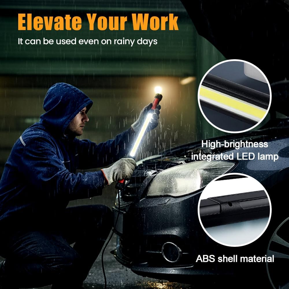 Gripvolt 4-in-1 Auto Repair Light Bar – Magnetic, Hook & Clip at Both Ends, 4 Modes (White/Red Strobe), USB Rechargeable – Versatile Work Light for Car Repair, Emergency, Home & Garage