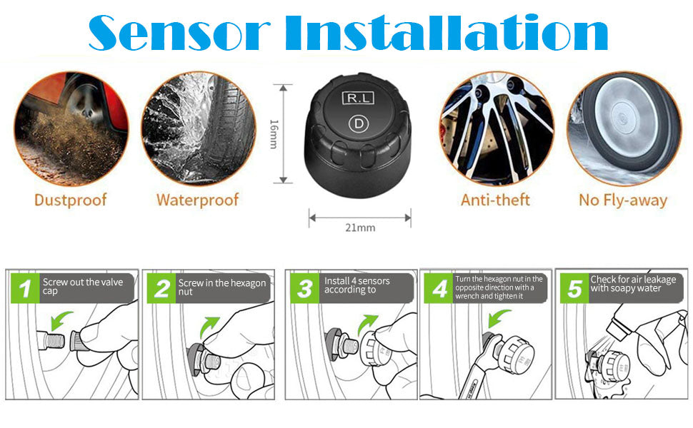 GripVolt Solarbetriebenes Reifendruck- und Temperaturüberwachungssystem in Echtzeit 