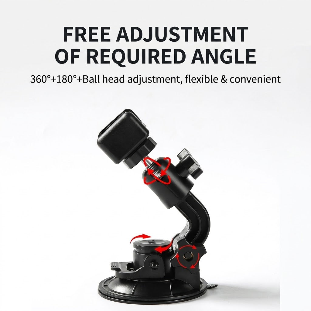 GripVolt Car Phone Camera Mount | Vacuum Suction Dashboard Holder with 360° Rotation for Driving Videos, Vlogging, Live Streaming & Navigation