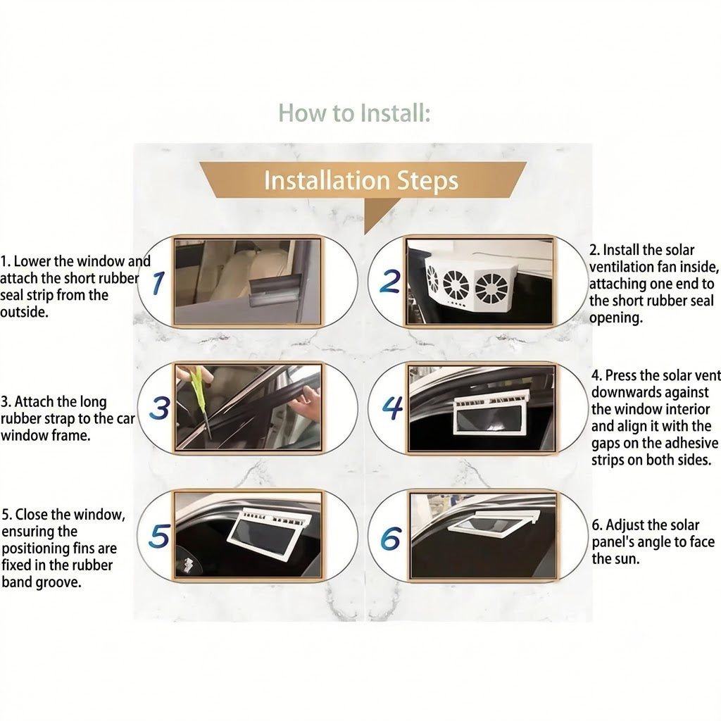 GripVolt Solar-Powered Car Window Fan | Dual Exhaust Ventilator with Temperature Display for Air Circulation, Heat Reduction & Odor Control