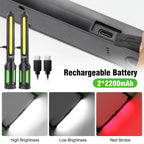 GripVolt 2-in-1 Rechargeable LED Work Light | 2400LM Magnetic Underhood Mechanic Light with Dual Hooks, 4400mAh Battery & 360° Adjustable Design