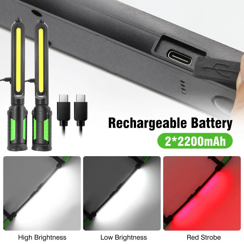 GripVolt 2-in-1 Rechargeable LED Work Light | 2400LM Magnetic Underhood Mechanic Light with Dual Hooks, 4400mAh Battery & 360° Adjustable Design