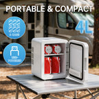 GripVolt 4L Mirror Makeup Fridge – Portable Skincare & Cosmetic Mini Fridge (White)
