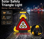 GripVolt Solar LED Emergency Warning Triangle | Rechargeable Car Breakdown Warning Light with Flashlight, SOS & Power Bank, Large & Mini Sizes