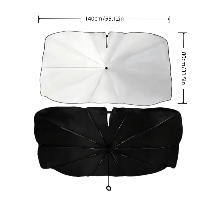 GripVolt Lightweight Foldable Car Sun Shade Umbrella | 140×80cm Windshield Sunshade with Nano Titanium Silver Coating, UV & Heat Protection, Compact Storage for Most Vehicles