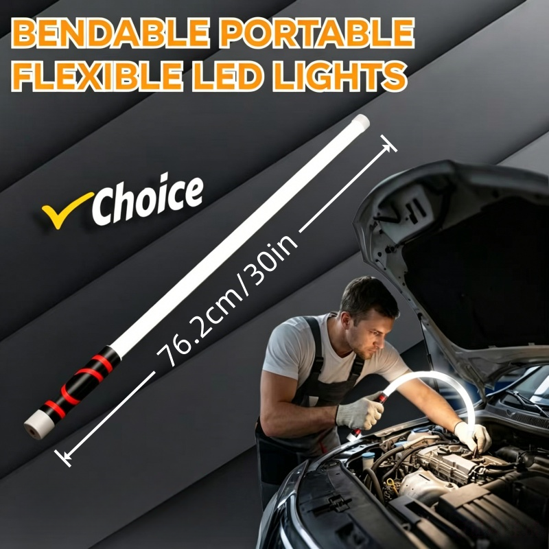 GripVolt Flexible LED Inspection Light | Bendable Silicone Work Light for Car Repair, 3 Modes Rechargeable Mechanic Flashlight for Engine Bay, Garage & Camping