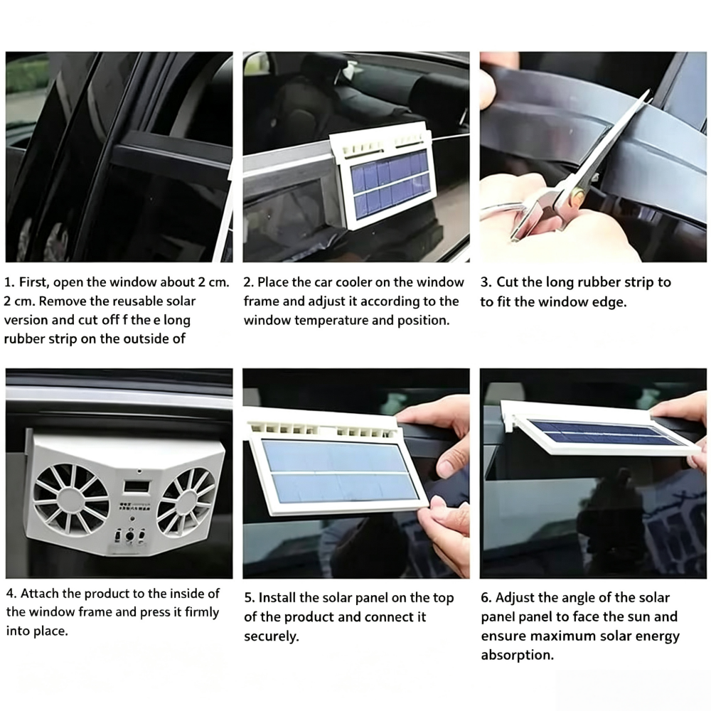 GripVolt Solar-Powered Car Window Fan | Dual Exhaust Ventilator with Temperature Display for Air Circulation, Heat Reduction & Odor Control