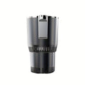 Black and silver cylindrical device on a white background
