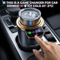 GripVolt Smart Car Cup Holder Cooler & Warmer | -7°C to 60°C Thermoelectric Beverage Chiller with Aluminum Cup, Silicone Lid & LED Touch Display