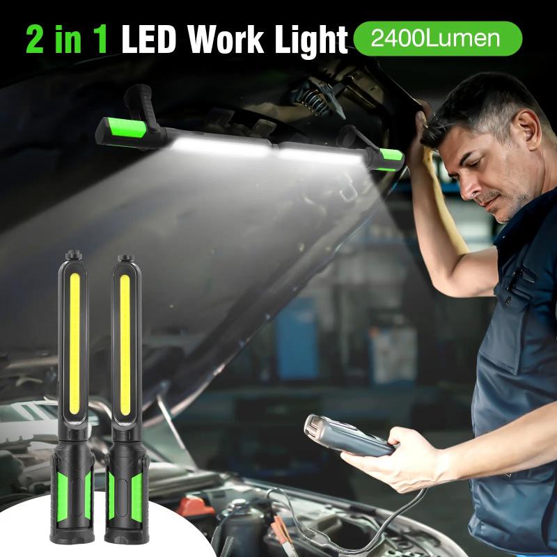 GripVolt 2-in-1 Rechargeable LED Work Light | 2400LM Magnetic Underhood Mechanic Light with Dual Hooks, 4400mAh Battery & 360° Adjustable Design