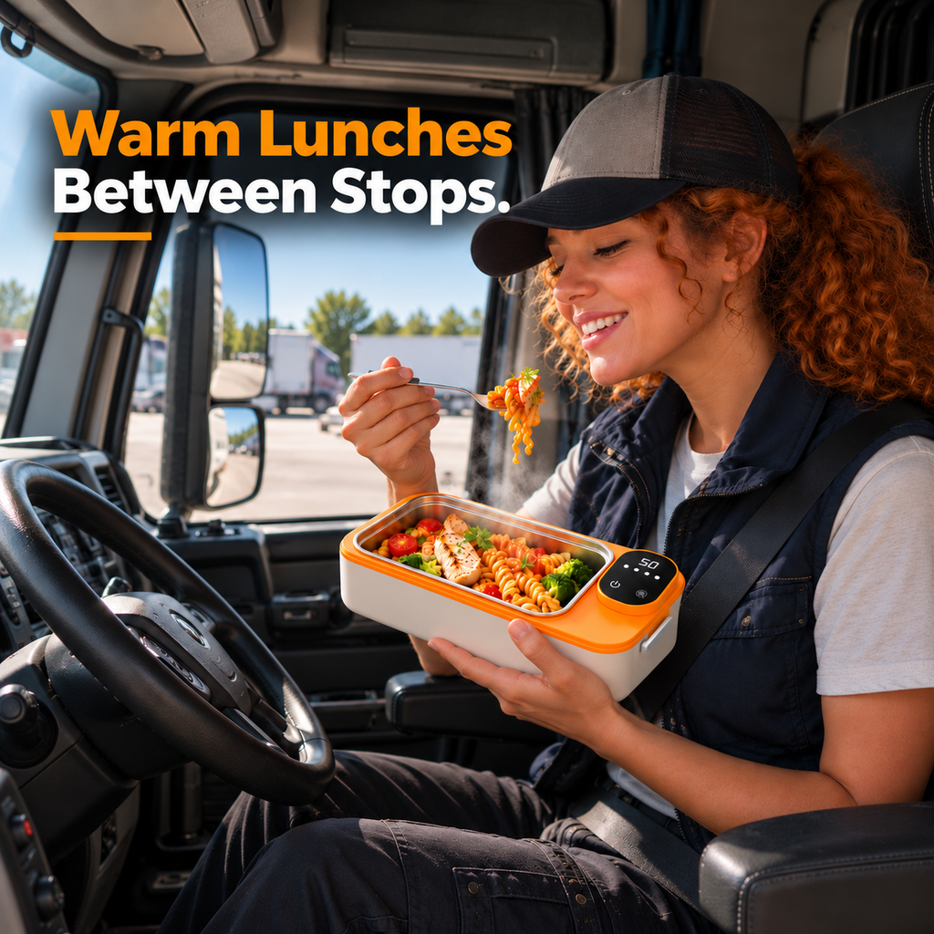 GripVolt Cordless Heated Lunch Box | Rechargeable Electric Food Warmer with Adjustable Temperature for Truck Drivers, Cars & Travel