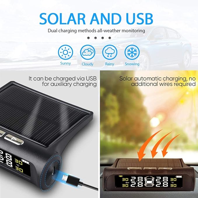 GripVolt Solar Powered Real-Time Tire Pressure & Temperature Monitoring System
