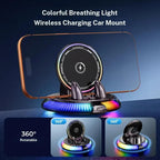 GripVolt RGB Wireless Charging Car Phone Mount | Automatic Clamping Dashboard Holder with 360° Rotation for iPhone & Android