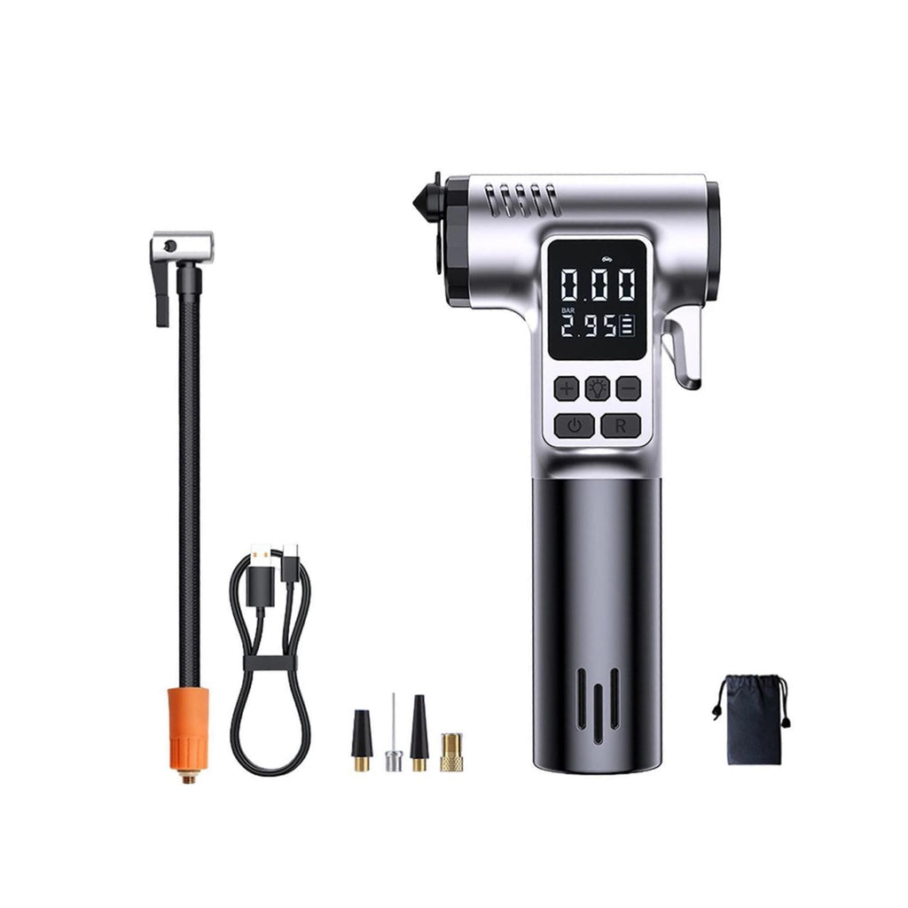 GripVolt AP-1 Tragbarer Reifenfüller mit Sicherheitshammer und LED