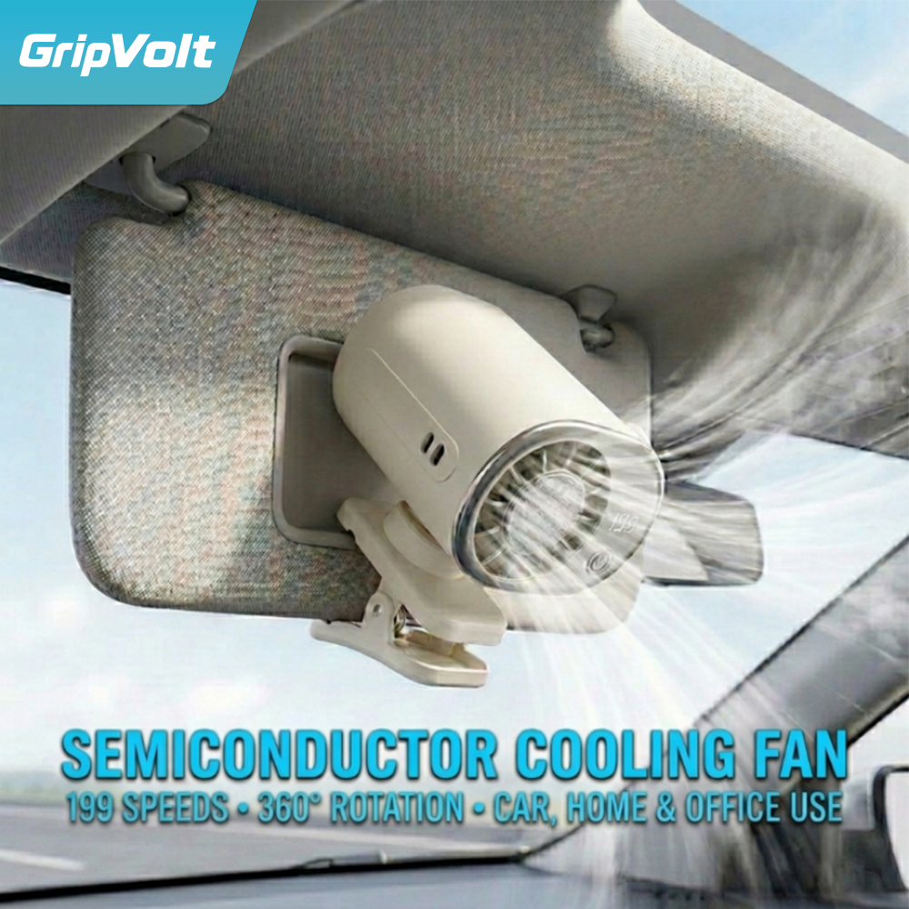 GripVolt Portable Ice Cooling Clip Fan | TEC Personal Cooling Fan with 360° Rotation, LED Display & USB Rechargeable