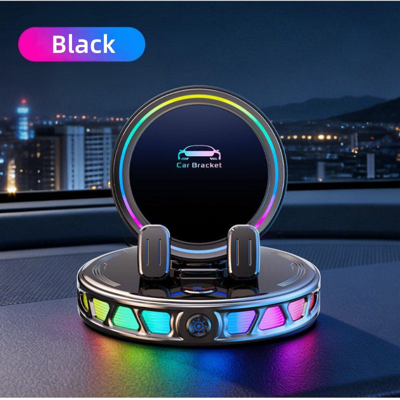 Gripvolt Auto-Clamp Car Phone Mount – Wireless Charging, 360° Flat Rotation, 7 Color Lights, Vacuum Suction