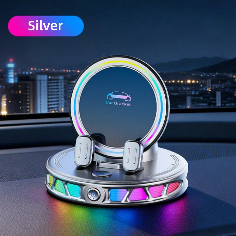 Gripvolt Auto-Clamp Car Phone Mount – Wireless Charging, 360° Flat Rotation, 7 Color Lights, Vacuum Suction
